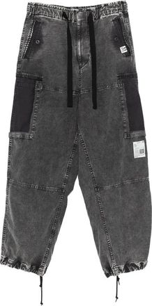 Miharayasuhiro Cotton Satin Cargo Pants - Heren - Wijde Broeken - Zwart - M - Katoen - Broeken