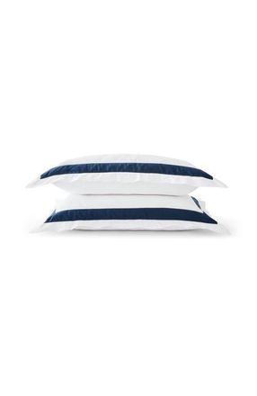 Christy Balmoral Luxury Cotton Sateen Oxford Style Pillow Sham Pairs in Navy Blue at Nordstrom, Size Standard