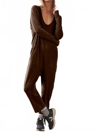 Free People Hot Shot Long Sleeve Onesie In Dark Espresso