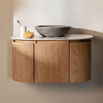 Sklum Conjunto De Mueble De Ba&ntilde;o Suspendido 90x50 Cm En Madera Carsone Sklum