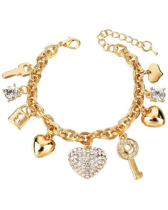 Liv Oliver 18K Plated Cz Charm Love Bracelet