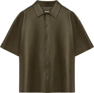 Loewe short-sleeve leather shirt - men - Nappa Leather - 48 - Green