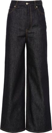 Loewe high-waist jeans - women - Cotton/Calf Leather/Cotton/Polyester - 40 - Blue