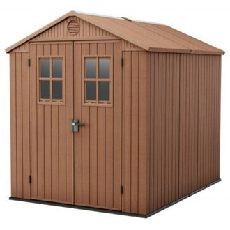 Keter Caseta De Jard&iacute;n Darwin 6x8 Cobertizo De Almacenamiento Exterior Ordenaci&oacute;n Acero Metal Resina Efecto Madera 190x244x221 Wxdxh Cm - Keter