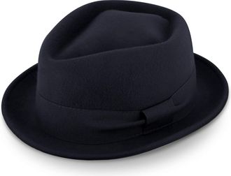 Fiebig Medlock Pork Pie Diamond | 100 % Woolfelthat with Grosgrain Ribbon | Comfortable light fit Felthat made in Italy (62-XXL, Blue)