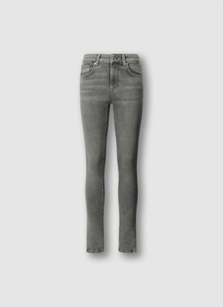 Pepe Jeans London Skinny-fit-Jeans PEPE JEANS SKINNY JEANS MW, Damen, Gr. 26, L&auml;nge 32, grau mid, Denim/Jeans, Obermaterial: 84% Baumwolle, 15% Polyester, 1% Elasthan, 