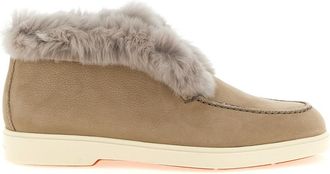 Santoni Beige Suede Ankle Boots
