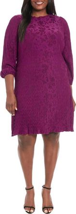 London Times Floral Jacquard Balloon Sleeve Shift Dress in Plum at Nordstrom Rack, Size 3 X