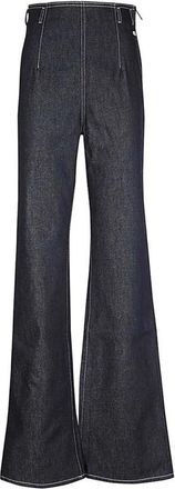 GCDS Wijde jeans met achteruitsnijdetail - Dames - Loose Fit Jeans - Blauw - W27 - Katoen - Jeans