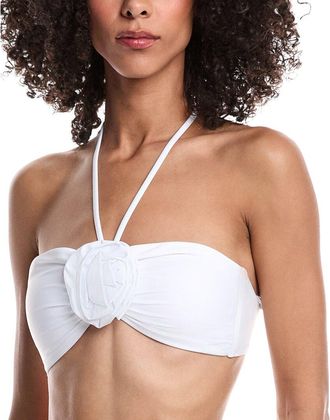 Milly Floral Applique Halter Bikini Top