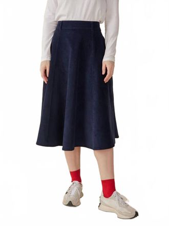 Mata Traders Emma Corduroy Skirt In Navy