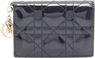 Dior Pre-owned Wallets, female, Black, Size: ONE SIZE Pre-owned Lady Cannage Patent Leather Card Case