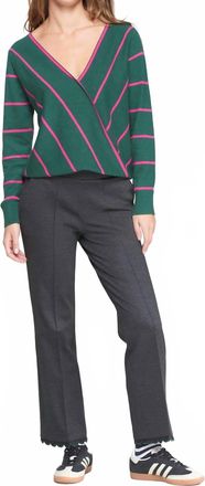 Vilagallo Knitwear Cuello Pico Rayas Top In Green