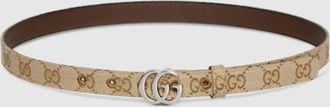 Gucci GG Marmont Thin Sand GG Canvas Belt, Size 100