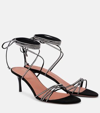 Amina Muaddi Lori 60 crystal-embellished suede sandals