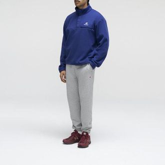 New Balance Uomo Made in USA Snap Fleece Top in Blu, Poly Fleece, Taglia L