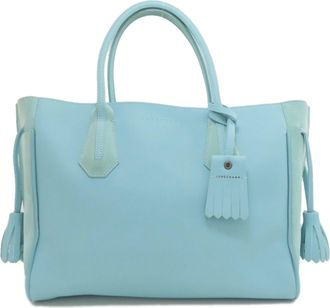 Longchamp Light Blue Leather Tote Bag (Pre-Owned)
