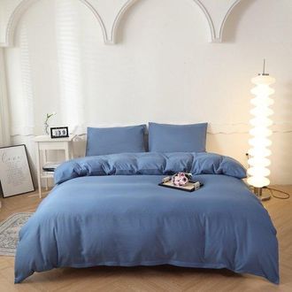 OEM Juego De Funda N&oacute;rdica Con 2 Fundas De Almohada 48 X 74 Cm, Juego Cama 180 X 220 Cm, Juego Funda N&oacute;rdica Microfibra Suave Cepillada, Azul Oscuro