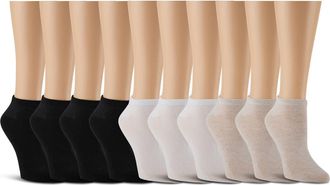 Shelli Segal 10-Pack Assorted Ankle Socks in Oatmeal Heather/White/Black at Nordstrom Rack, Size 9/11
