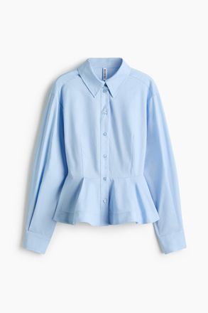 H&M Popelinebluse mit Peplum - Hellblau