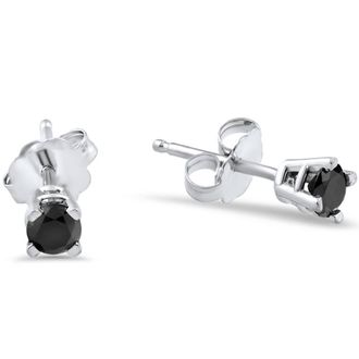 Pompeii3 White Gold 1/5ct Round Cut Black Diamond Studs