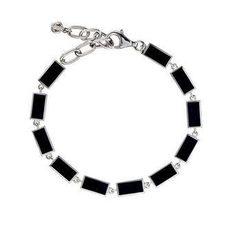 Jan Leslie Dash Rectangle Link Bracelet in Black at Nordstrom