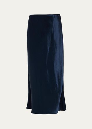 Vince Side-Slit Satin Slip Skirt
