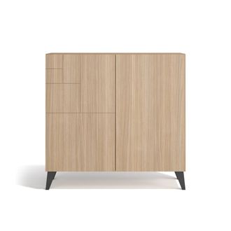 HERDASA Zapatero de melamina nogal claro patas grafito 87x90x27 cm