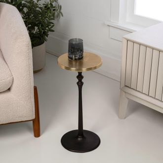 Jonathan Y Designs Lulu 19.5 Art Deco Classic Pedestal Round Metal Drink Table and Decorative End Table, Black
