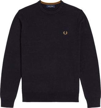 Fred Perry Mens Classic Crew Neck Slim Jumper (Navy Blue) - Size X-Small