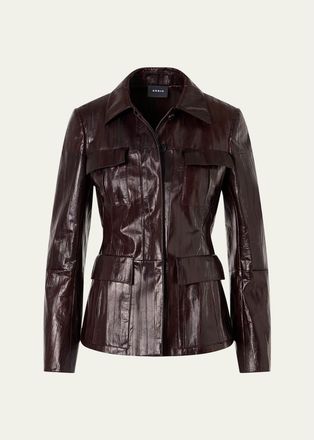 Akris Kimia Lacquered Eel Leather Fitted Jacket