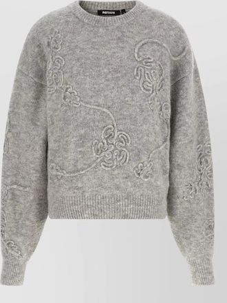 Rotate alpaca wool 3d floral fine-knit jumper