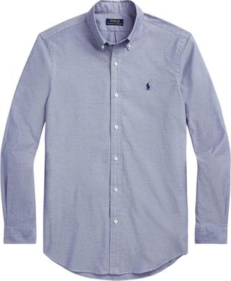 Ralph Lauren Klassiek Overhemd - Heren - Zakelijke Overhemden - Blauw - XL - Katoen - Overhemden