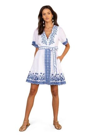 Hale Bob Azure Embroidered Linen Dress in Blue at Nordstrom, Size X-Small