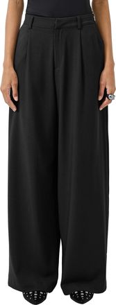 QS by s.Oliver Stoffhose QS, Damen, Gr. 34, L&auml;nge 32, schwarz, Web, Obermaterial: 81% Polyester, 15% Viskose, 4% Elasthan, unifarben, loose fit lang, Hosen Stoffhose