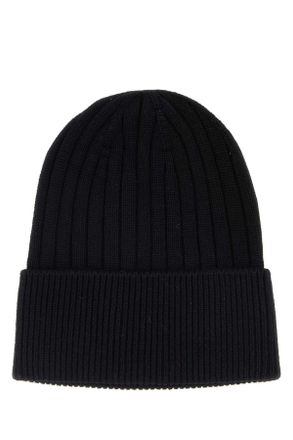 Gucci Mens Black Wool Beanie Hat Blackblackblack Fabric Cuffie