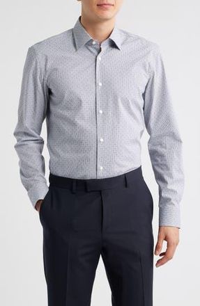 BOSS Hank Kent Slim Fit Performance Stretch Cotton Dress Shirt in Dark Blue at Nordstrom Rack, Size 15.5 - R