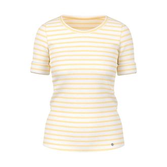 Marc Cain Gestreepte T-shirt van katoenen ribstof - Dames - Tops - Geel - Maat: L Katoen