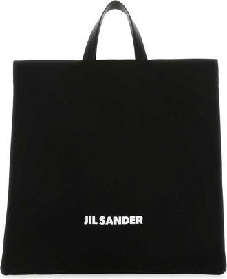 Jil Sander Black logo-print tote bag