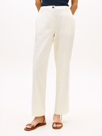 Tommy Hilfiger Chinohose TOMMY HILFIGER CO GMD SLIM STRAIGHT CHINO, Damen, Gr. 34, N-Gr, calico, Web, Obermaterial: 65% Baumwolle, 33% Lyocell, 2% Elasthan, unifarbe