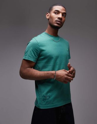 Lacoste t-shirt in green overdye
