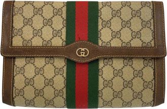 Gucci Beige Gg Supreme Canvas Clutch (Authentic Pre-Loved)