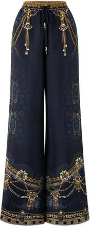 Camilla drawstring printed trousers - Black