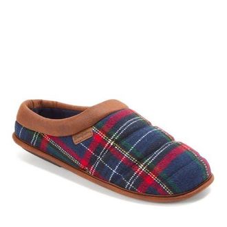 Dearfoams Asher Marled Knit Clog Slipper in Blue Plaid at Nordstrom, Size X-Large