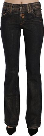John Galliano Washed Mid Waist Fla blue Pants Womens Cotton