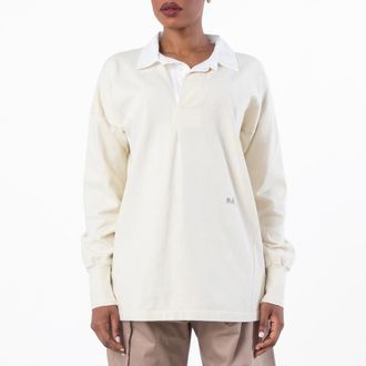 Maison Margiela Logo Embroidered Long-Sleeved Polo Shirt, Size Large