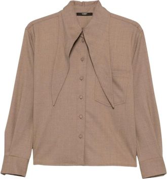 Seventy Overhemden, Dames, Bruin, XS, Herenhemd met Borstzak en Knopen