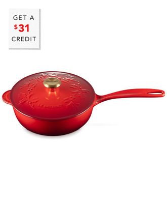LE CREUSET Holly Collection Traditional Round Saucier With $31 Credit