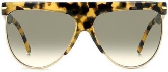 Victoria Beckham 65mm Oversize Gradient Pilot Sunglasses in Yellow Havana/Green Shaded at Nordstrom