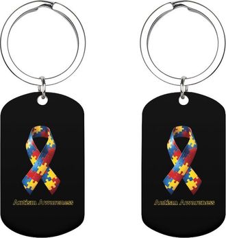 Generic Autism Awareness Ribbon Novelty Printed Keyring 1PCS Personalised Keychain Charm Stylish Accessory Decorative Key Chain Rings